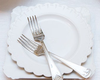 Bride and Groom Wedding Cake Plate and Fork Set Wedding Accessories Cake Cutting Ceremony