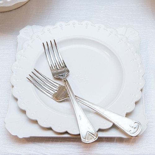 Bride and Groom Wedding Cake Plate and Fork Set Wedding Etsy