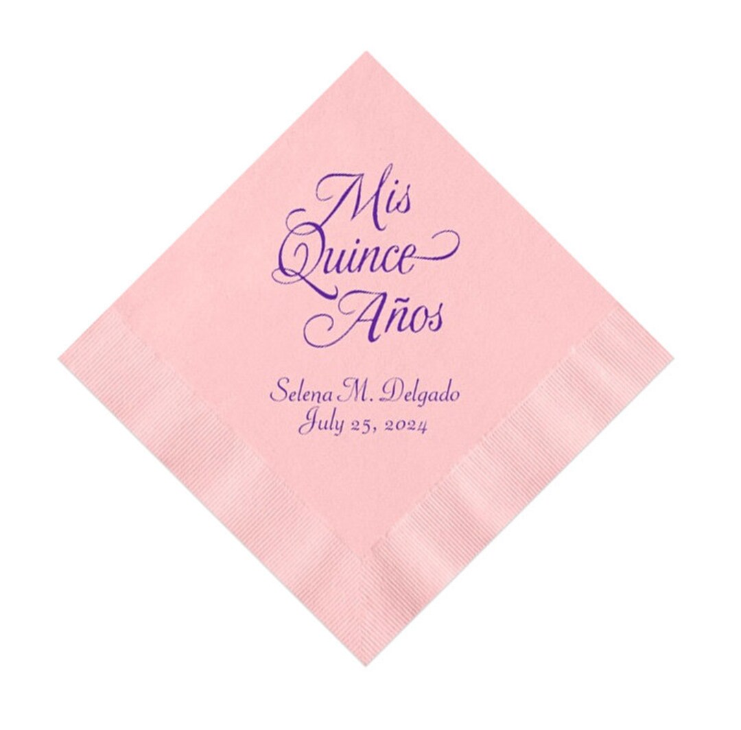 Mis Quince Anos Birthday Napkins Personalized Set of 100 Custom Printed