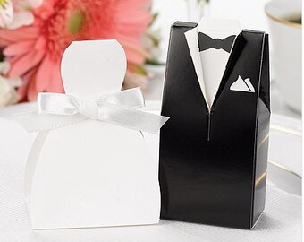 Gown Favor Boxes (Pack of 25) Wedding Party Favors White or Ivory Bridal Shower