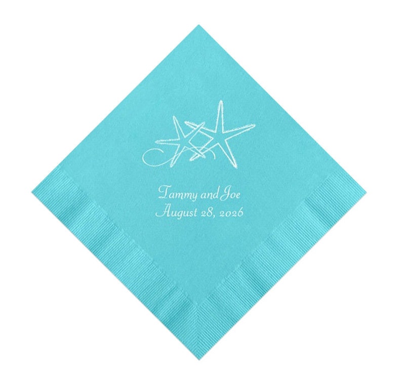 Starfish Wedding Napkins Personalized Set of 100 Beach Theme Etsy