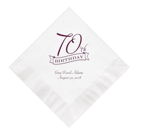 70th Birthday Party Napkins Personalized Set of 100 Napkins Etsy
