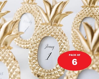 Gold Pineapple Photo Table Number Mini Frames (Pack of 6) Wedding Favors Tropical