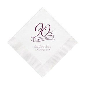 90th Birthday Party Napkins Personalized Set of 100 Ninetieth Supplies Paper Napkin