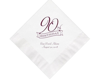 90th Birthday Party Napkins Personalized Set of 100 Ninetieth Supplies Paper