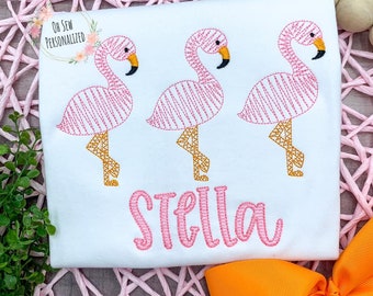 Flamingo Shirt - Girl Flamingo Shirt - Summer Girl Shirts - Summer - Flamingos - Embroidery - Pink - Toddler - Girl