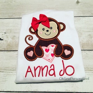 Valentine's Day Shirts For Girls - Girl Valentine Shirt - Monkey Valentines Day Shirt - Valentines Shirts For Girl
