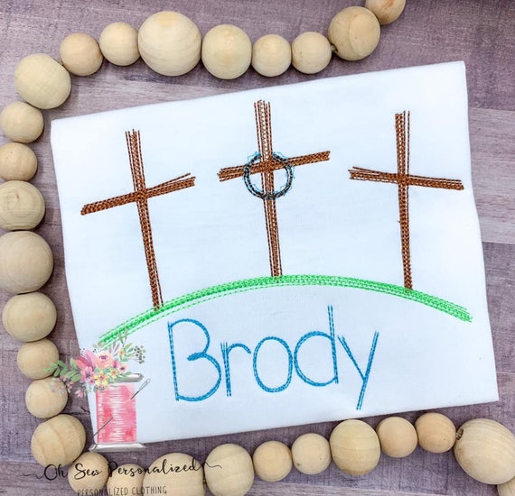 Cross Easter Shirt - Easter Shirts For Boys - Boy Easter Shirt - Three Cross - Embroidery - Easter Custom Shirt - Boy - Easter Sunday Shirt