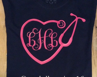 Monogram nurse t shirt / monogram nurse / name nurse shirt / nurse shirt