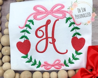 Valentine's Day Shirts - Girl Valentine Shirt - Monogram Frame - Heart - Preppy Girl Monogram Shirt - Girl Shirts For Valentines Day