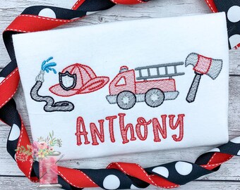 Firefighter Shirt - Boy Firefighter Shirt - Girl Firefighter Shirt - FireFighter - Embroidery - Fire Department - Fire Truck Shirt
