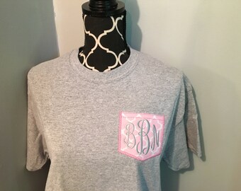 Monogram pocket shirt - Pocket t shirt - Monogram Shirt - Monogrammed shirt - Pocket Monogram Shirt