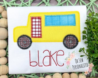 Back To School Boy Shirt - School Bus Boy Shirt - Embroidery - Boy School Shirts - Kindergarten - Pre School - First Grade - School Bus