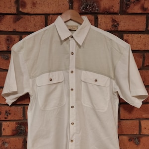 L Soft Fine Chambray Cotton Pastel Button Up Short Sleeve Dress Shirt