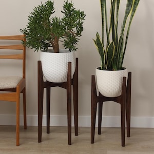 Indoor Plant stand hand made from solid hardwood in Canada, our original mid century modern style design, pot not included.