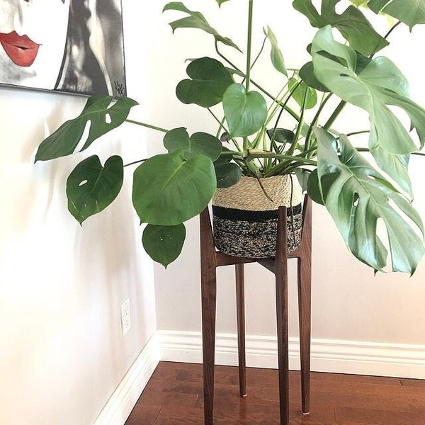 Tall 30 inch Indoor Plant stand hand made in Canada solid hardwood pot not included our original design.