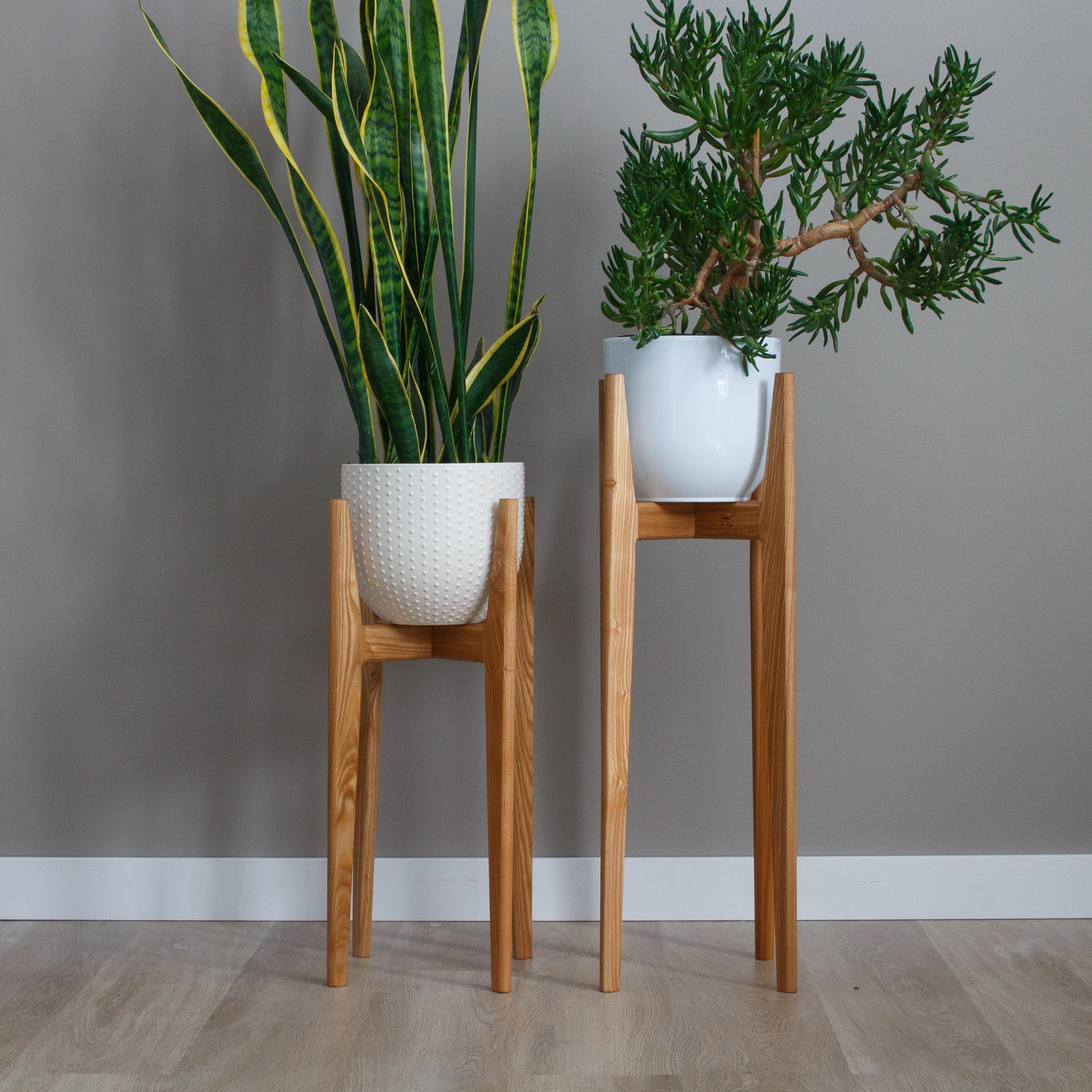 Plant Stand in Ash Hardwood Hand Made in Canada Mid Century Modern