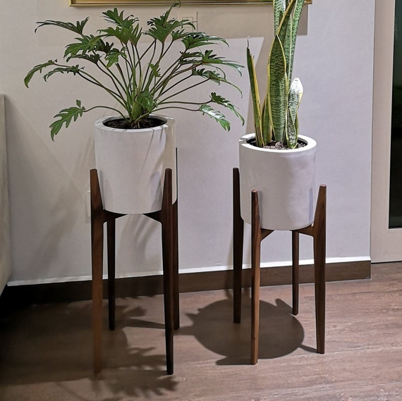 Pots Modern Outdoor Plant Stands for Small Planters BLUU Bamboo Plant Stand for Indoor Plants Tall Plant Stand Floor Plant Fits 6 7 8 9 Inch Pots 
