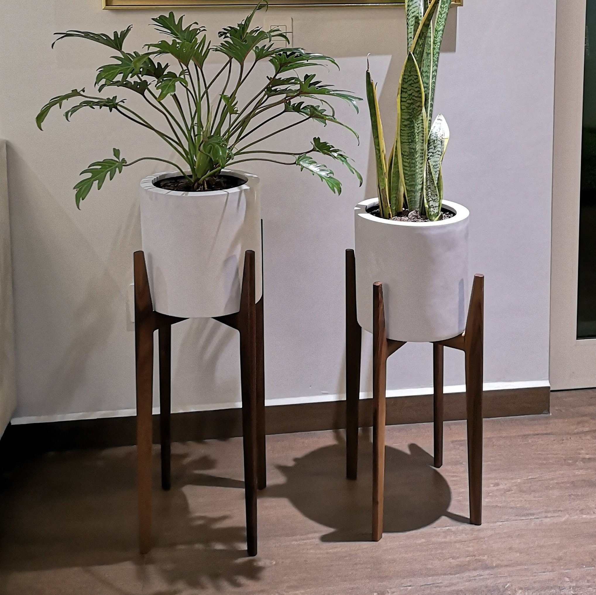 Mid-century Modern Plant Stand, Tall Indoor wood Plant Stand 23