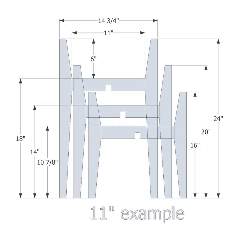 Pode incluir: Diagrama de uma pe&ccedil;a de mobili&aacute;rio de madeira com medidas. A pe&ccedil;a tem 37,5 cm de largura, 61 cm de altura e 28 cm de profundidade. Outras medidas incluem 45,7 cm, 35,6 cm, 27,6 cm, 15,2 cm, 50,8 cm e 40,6 cm.