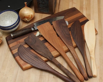 Handmade wooden spatulas kitchen utensils   from Canada with domestic hardwood maple cherry and walnut