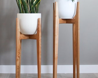 Tall Indoor Plant Stand Handmade From Solid Hardwood, Pot Not