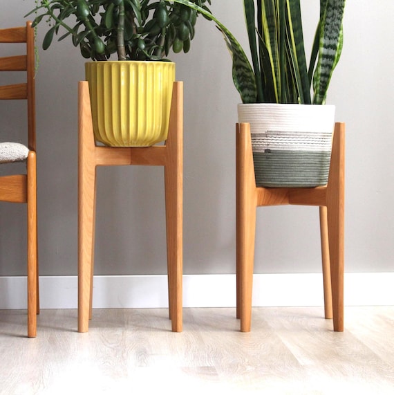Tall Indoor Plant Stand Handmade From Solid Hardwood, Pot Not