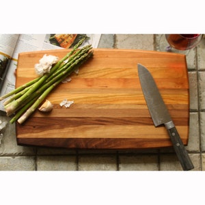 Cutting board with walnut curved sides cherry ombre, hand made in Canada