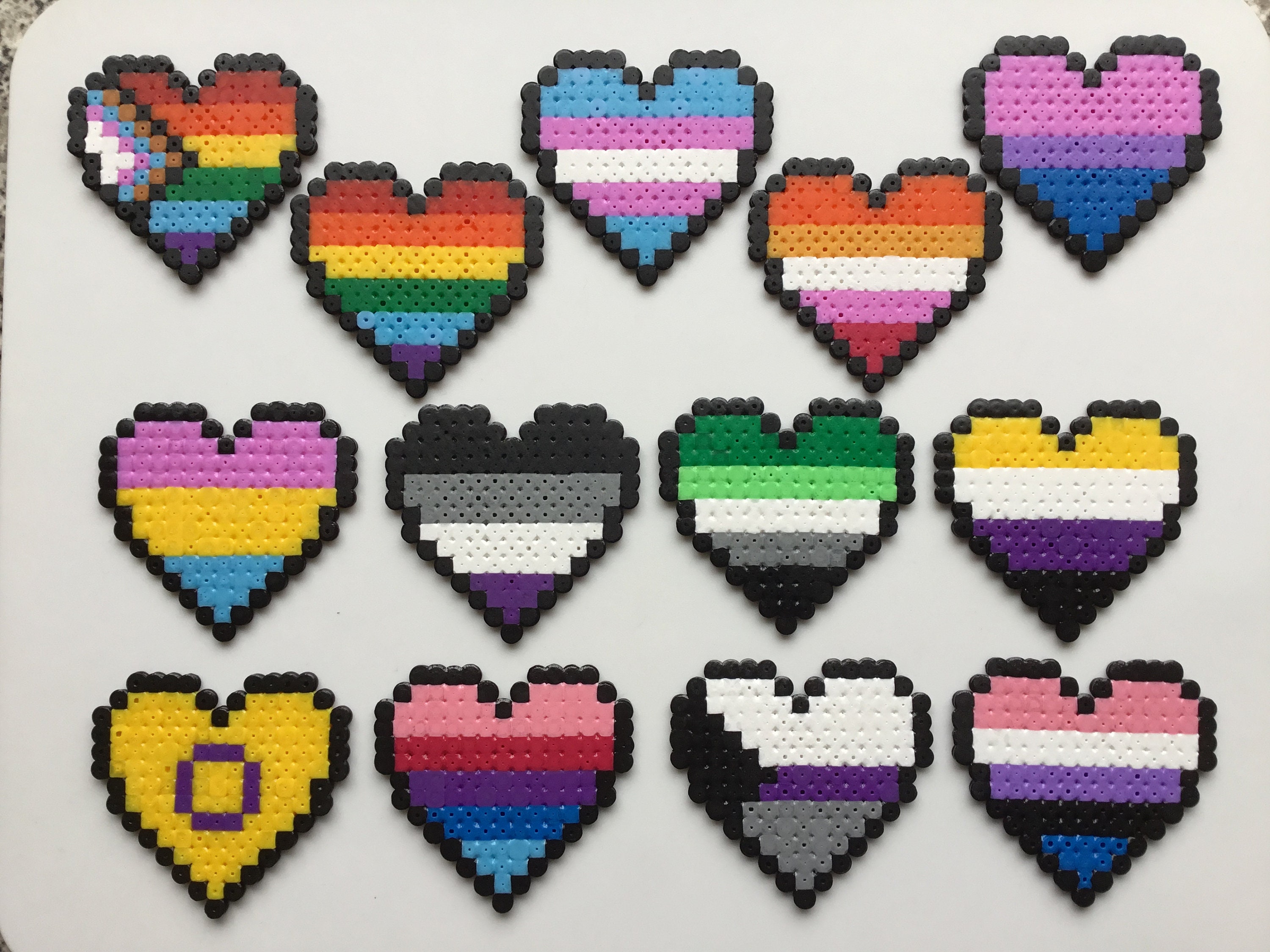 Hama Bead LGBT Pride Pixel Hearts 7.5cm X 7cm Etsy UK