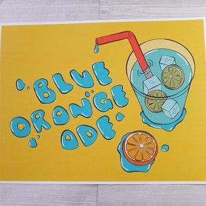 Blue Orange Drink Print
