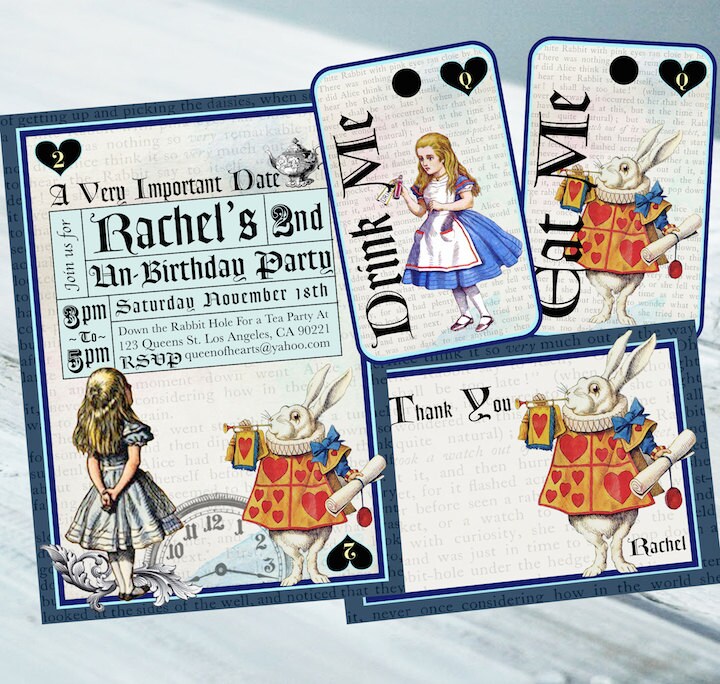 Alice Au Pays Des Merveilles Invitation Carte De Etsy