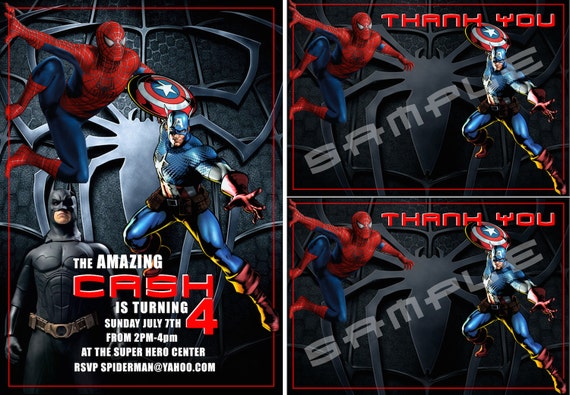 Invito Di Compleanno Di Supereroe Superman Invito Invito Di Batman Spiderman Invito Invito Di Capitan America Marvel Invito