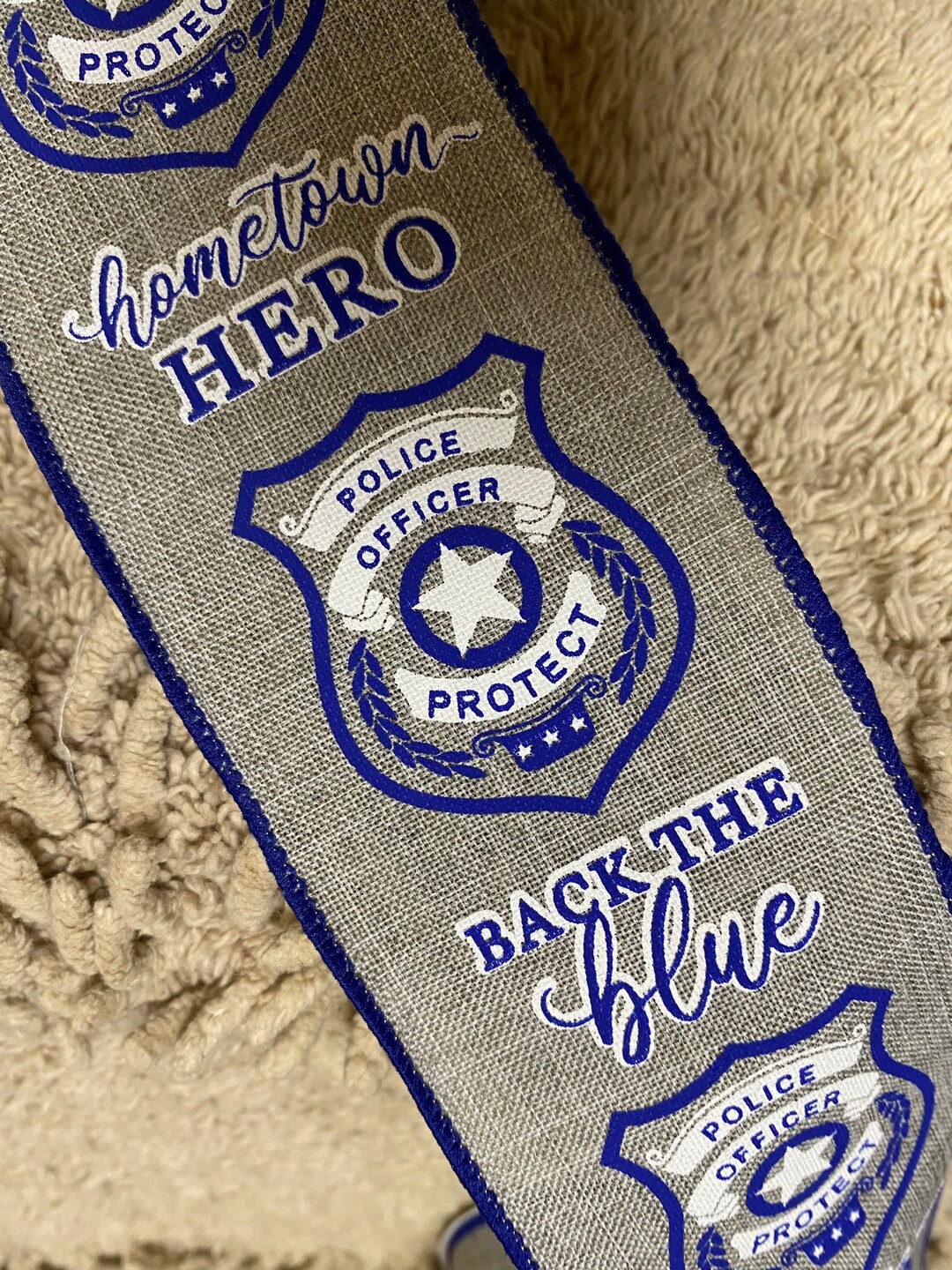 Police Ribbon Back the Blue Ribbon Wreath Attachment Wreath Ribbon ...