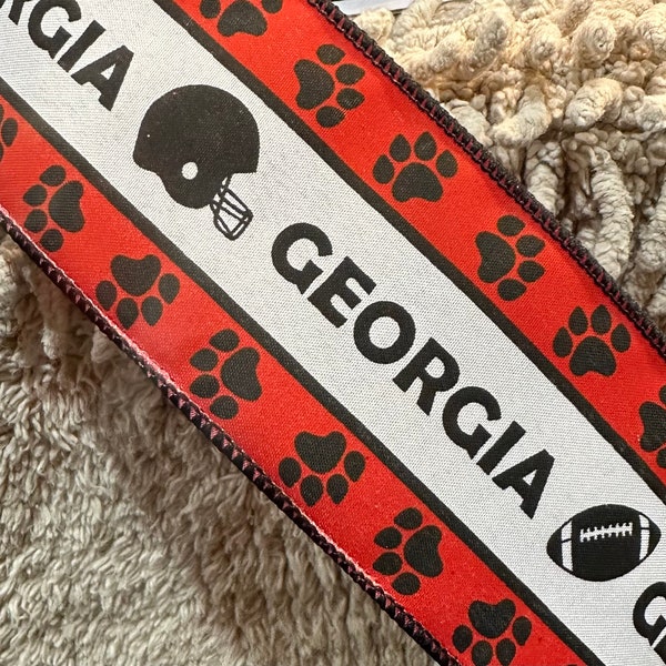 Georgia Ribbon team ribbon team decor Georgia decor football decor wreath attachment ribbon wreath supplies craft supplies wreath ribbon wre