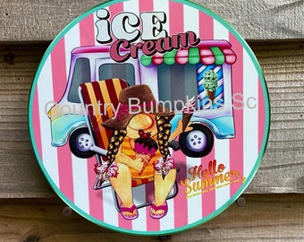 Ice cream wreath sign wreath attachment wreath supplies craft supplies metal sign wreath