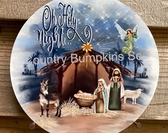 Oh holy night sign farmhouse decor wreath sign wreath attachment wreath supplies craft supplies metal sign wreath