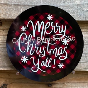 Merry Christmas y’all farmhouse decor wreath sign wreath attachment wreath supplies craft supplies metal sign wreath