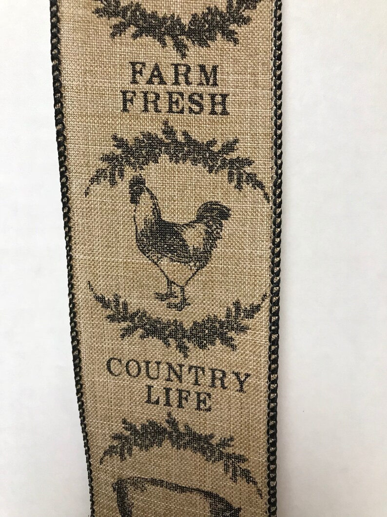 Farmhouse ribbon farm animal ribbon cow ribbon chicken ribbon Etsy