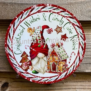 Gingerbread wishes and candy cane kisses sign farmhouse decor wreath sign wreath attachment wreath supplies craft supplies metal sign wreath