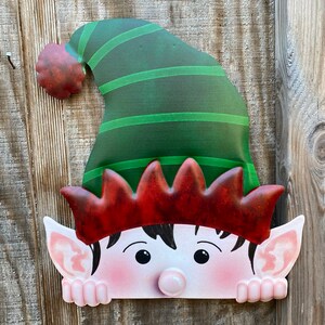 Peeping Elf sign wreath attachment wreath decor wreath supplies craft supplies wreath center sign wreath sign wreath blank metal sign
