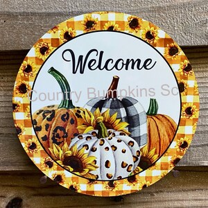 Welcome sign with sunflower farmhouse decor wreath sign wreath attachment wreath supplies craft supplies metal sign wreath center