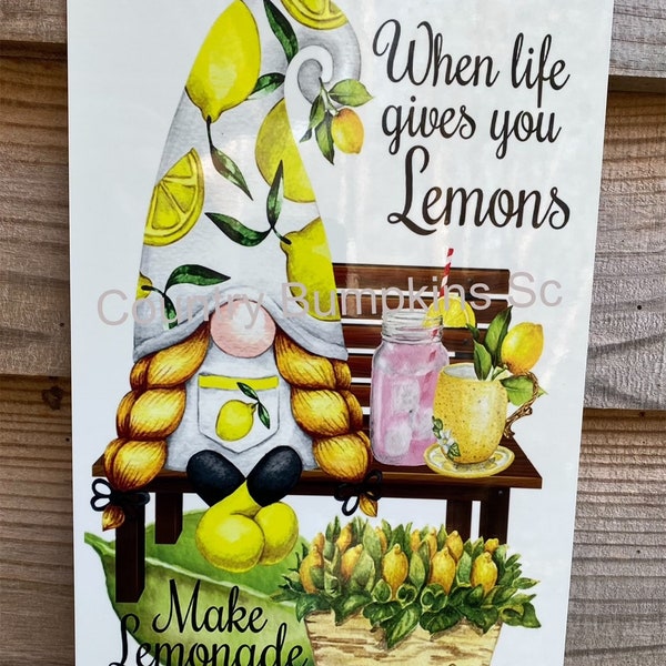 When life gives you lemons make lemonade sign decor wreath sign wreath attachment wreath supplies craft supplies metal sign wreath center