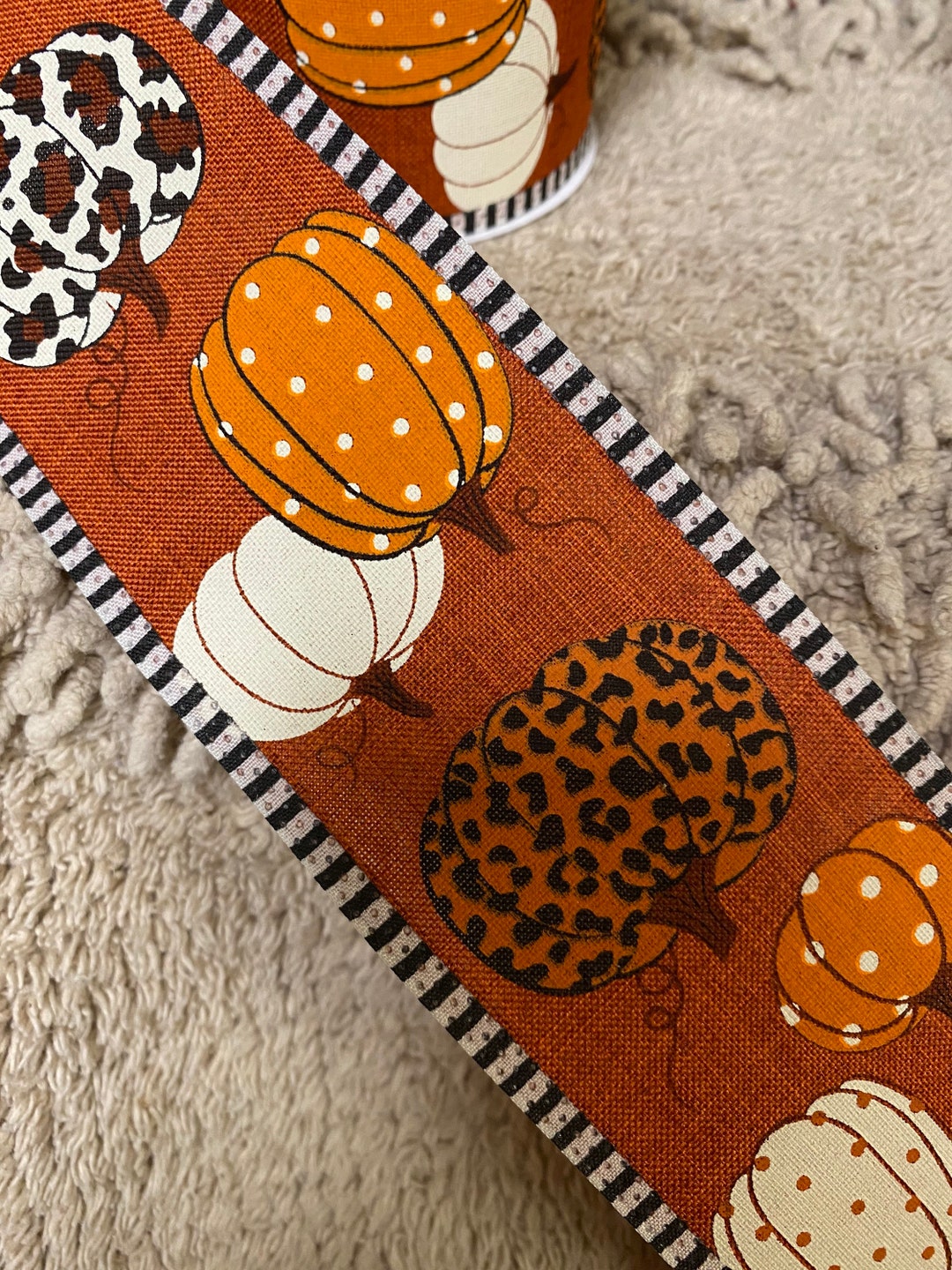 Pumpkin Ribbon Rhinestone Fall Ribbon Pumpkin Ribbon Wreath Ribbon Wreath Supplies Craft Supplies ...