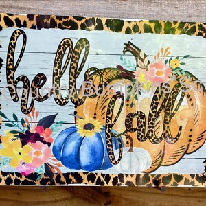 Hello fall sign decor wreath sign wreath attachment wreath supplies craft supplies metal sign wreath center