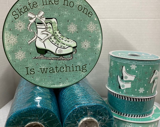 Free Shipping Wreath Kit Ice Skate Ribbon Christmas Wreath Kit Ice ...