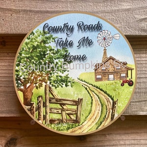 Country roads take me home farmhouse decor wreath sign wreath attachment wreath supplies craft supplies metal sign wreath center