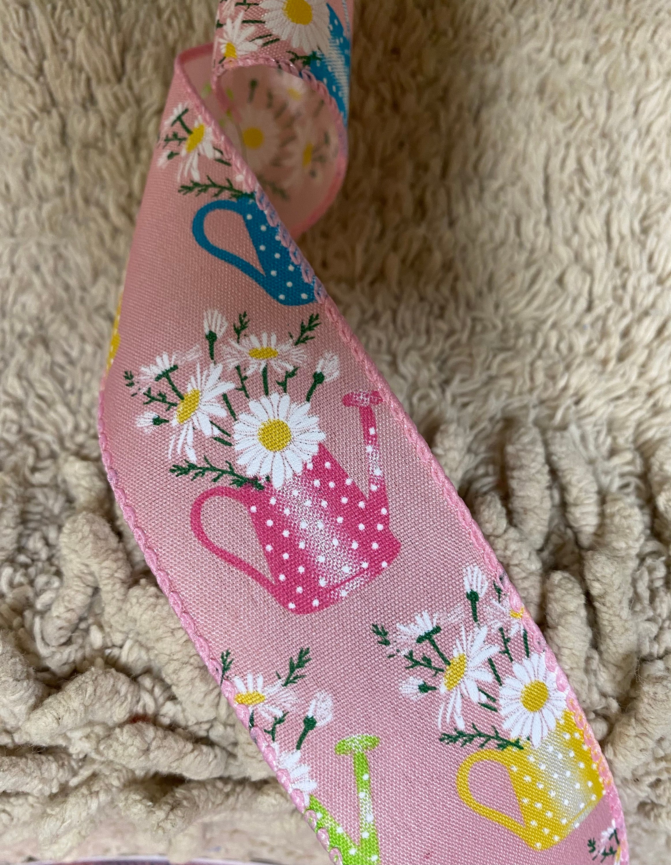 Spring ribbon watering can ribbon summer ribbon wreath ribbon - Etsy ...