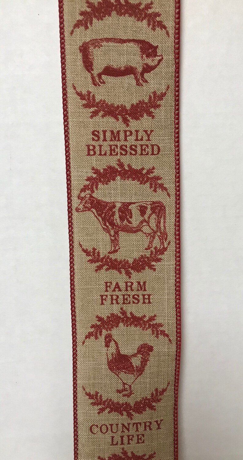 Farmhouse ribbon farm animal ribbon cow ribbon chicken ribbon Etsy