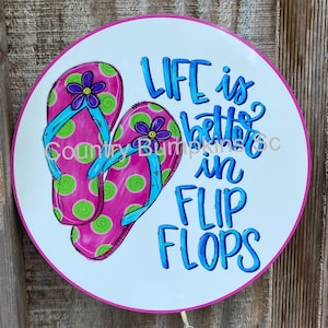 Life is Better in Flip Flops, Simply Said, Contour, outdoor vinyl stickers  – Lantern Press