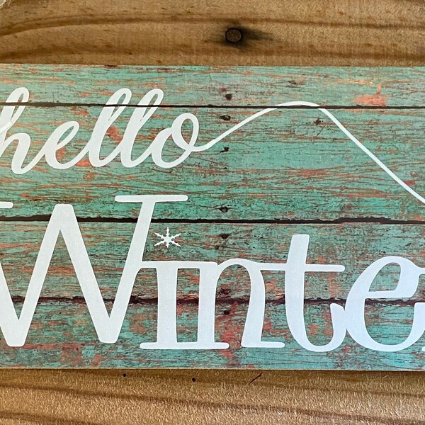 Hello winter sign, winter sign, sign, wreath sign, wreath attachment, wreath center, wreath supplies, craft supplies, farmhouse decor, farmh